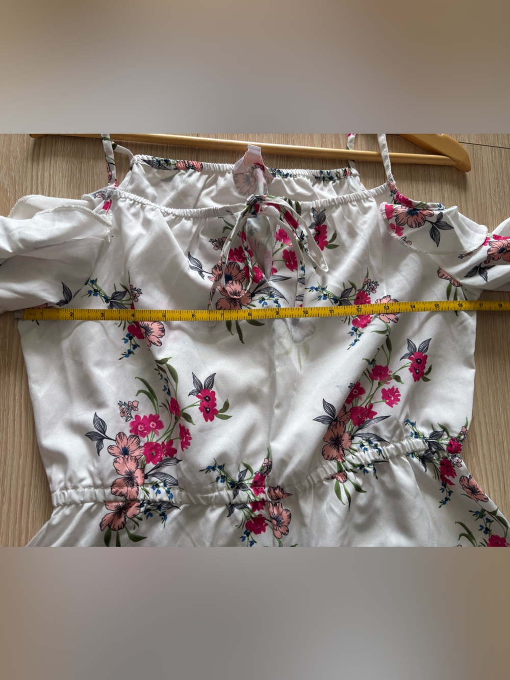 Mast & Harbour 17” PTP Floral Cold-Shoulder Maxi Dress, White/Pink, Size Medium. - Picture 11 of 15